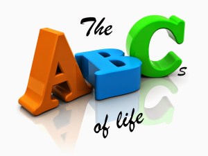 3d illustration of abc letters over white background